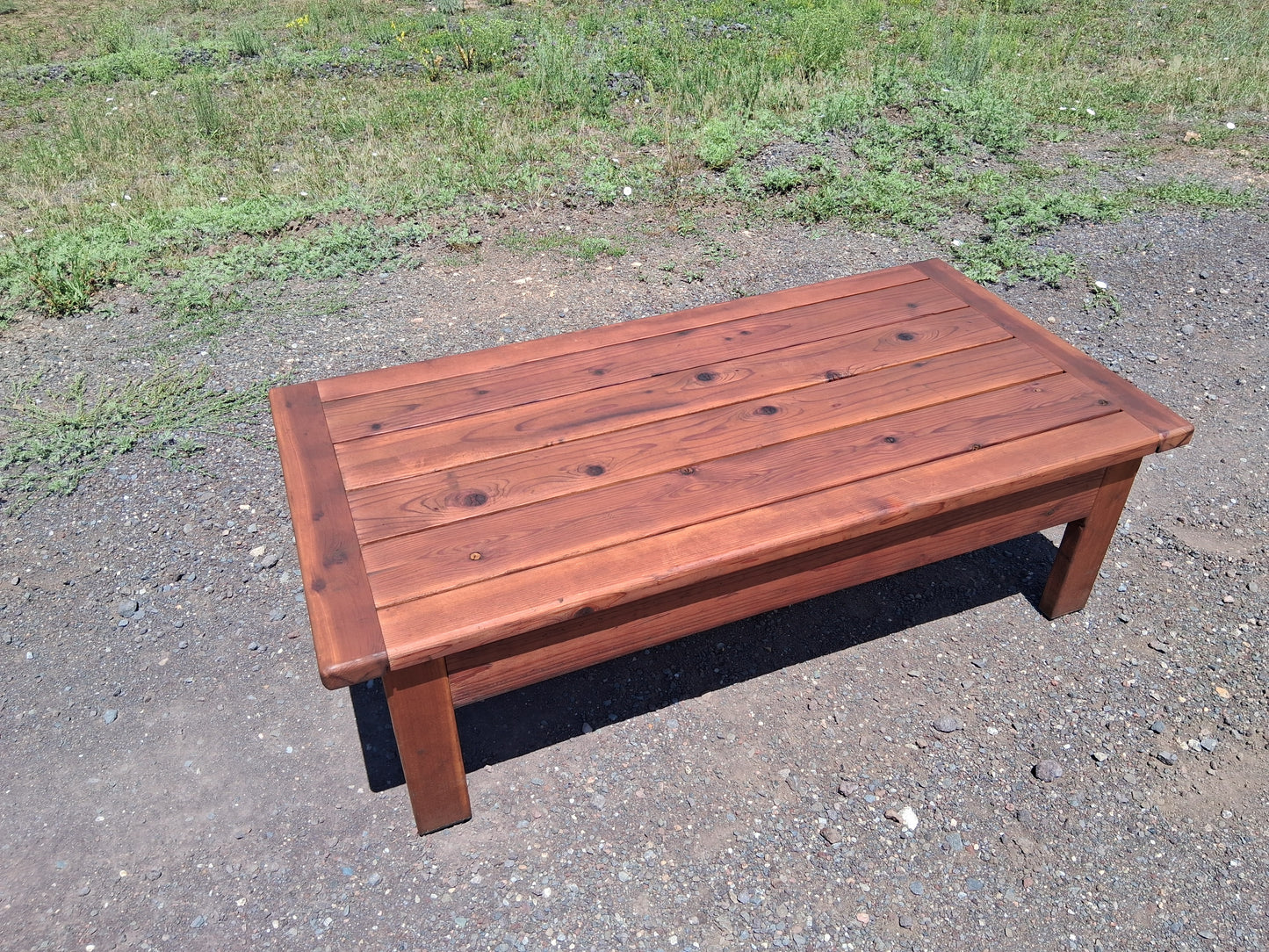 Redwood Coffee Table 30"x60"x18" Stained in Mahogany