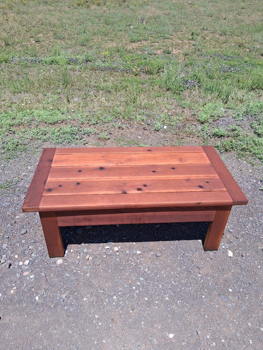 Redwood Coffee Table 24"x48"x18" Stained in Mahogany