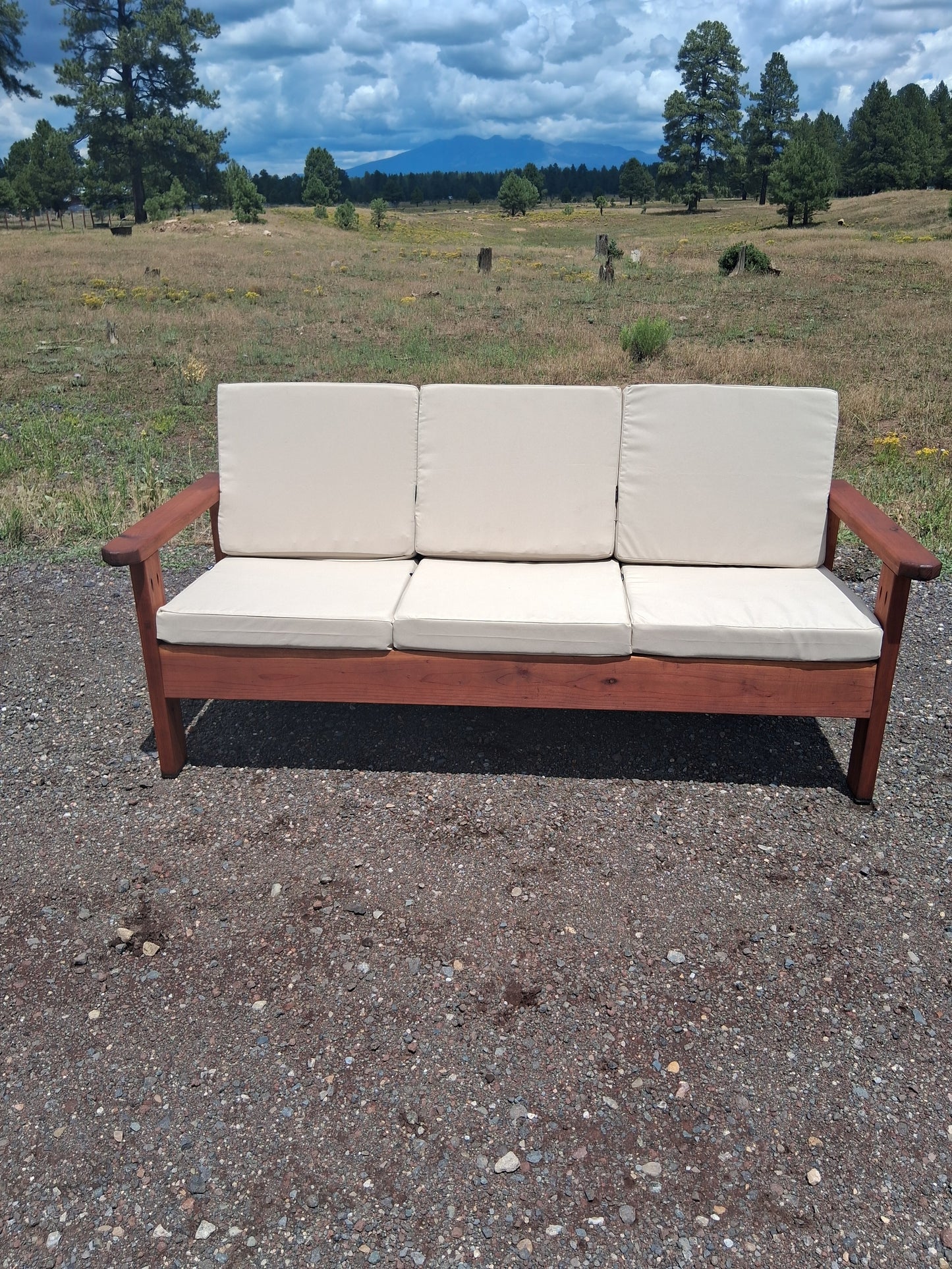 Redwood Couch 66" Wide in Mahogany Stain