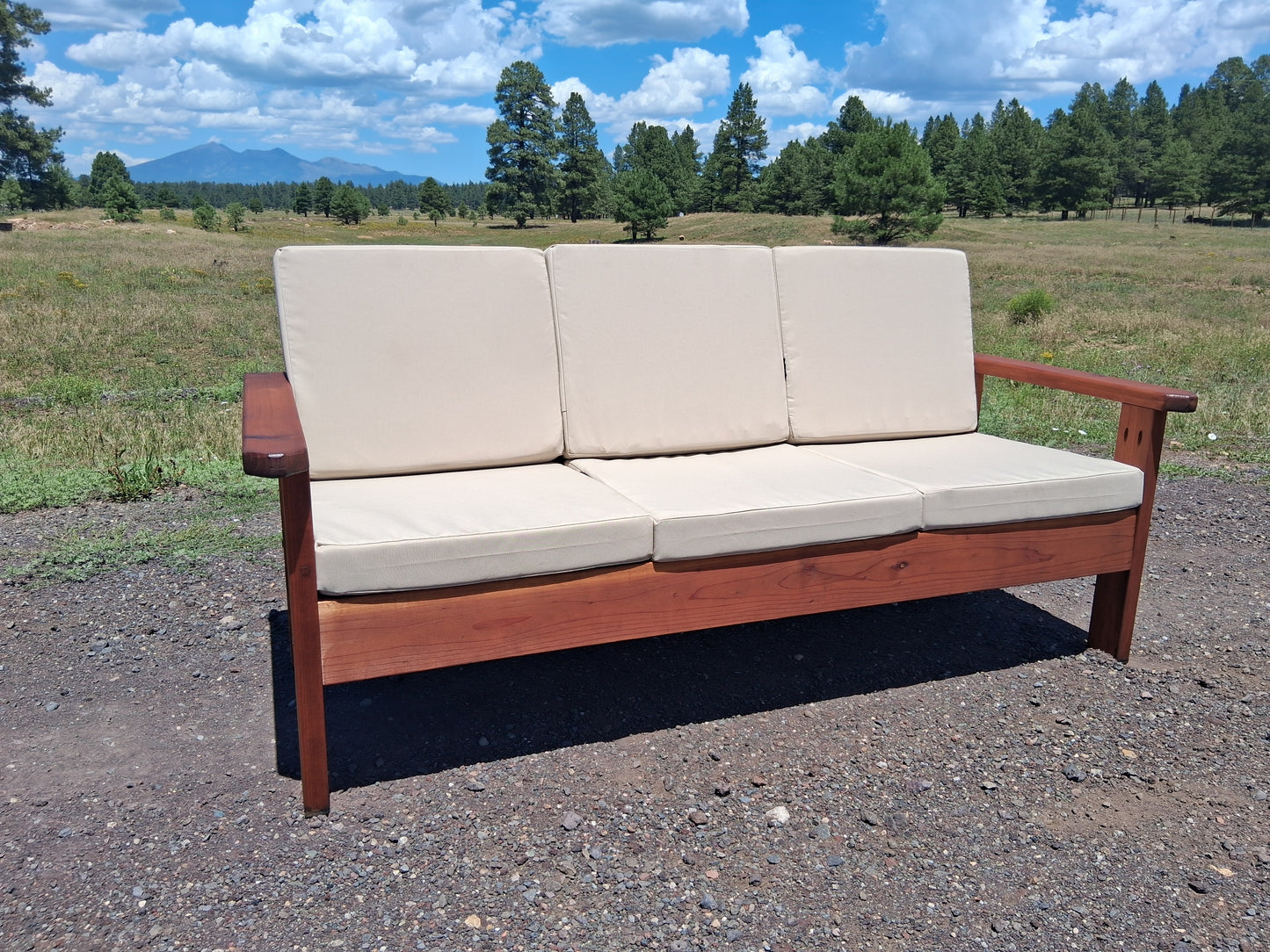 Redwood Couch 66" Wide in Mahogany Stain