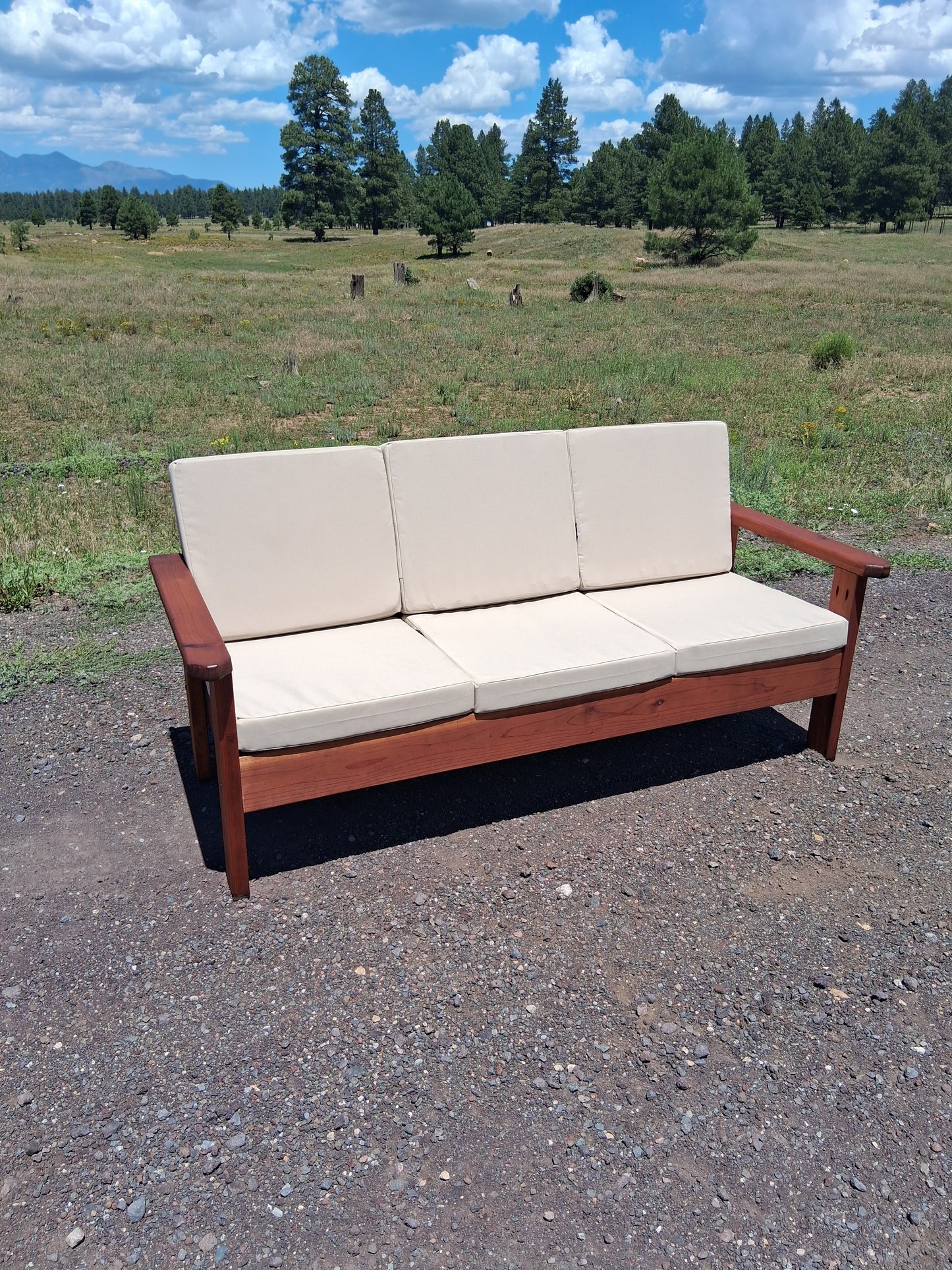 Redwood Couch 66" Wide in Mahogany Stain