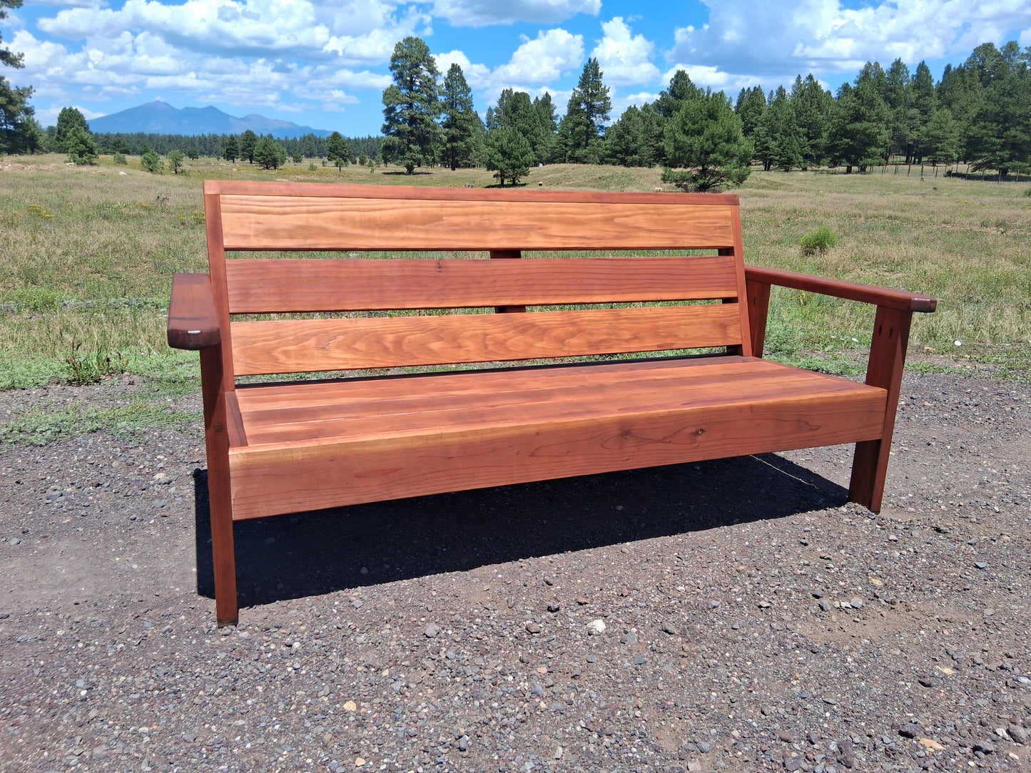 Redwood Couch 66" Wide in Mahogany Stain