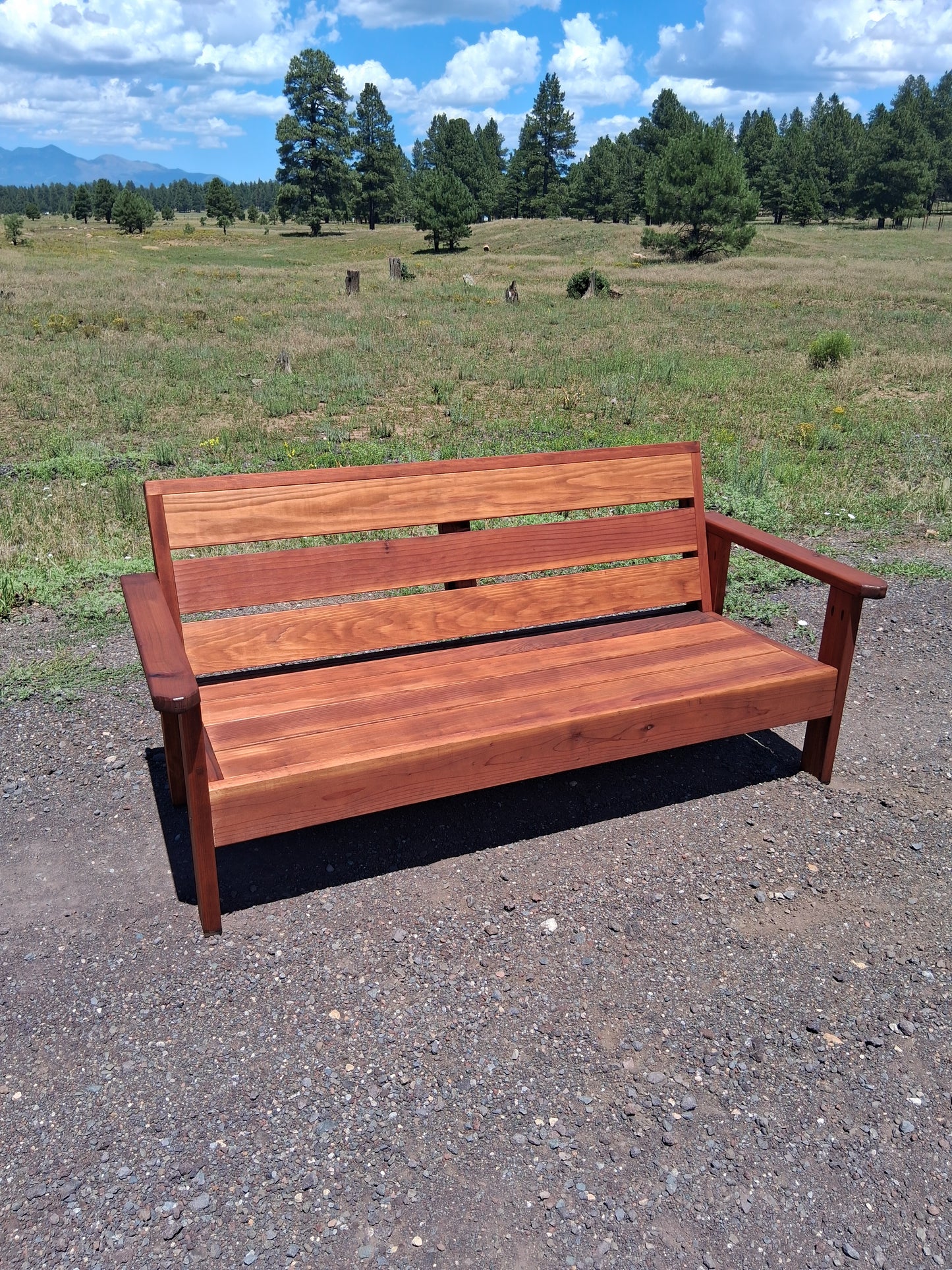 Redwood Couch 66" Wide in Mahogany Stain