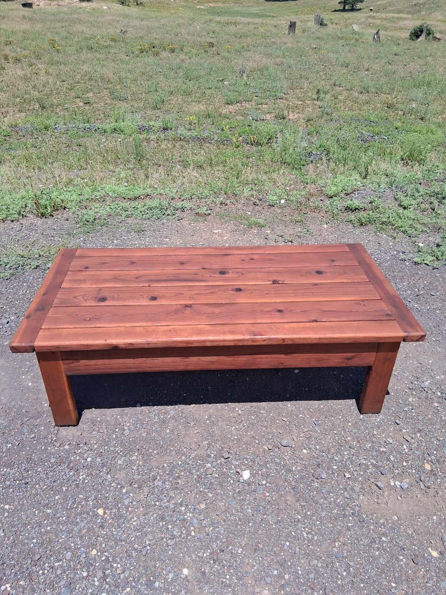 Redwood Coffee Table 30"x60"x18" Stained in Mahogany