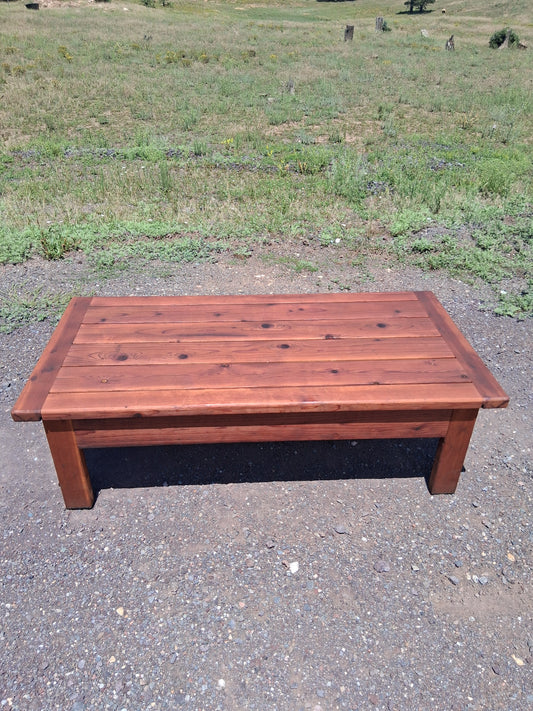 Redwood Coffee Table 30"x60"x18" Stained in Mahogany