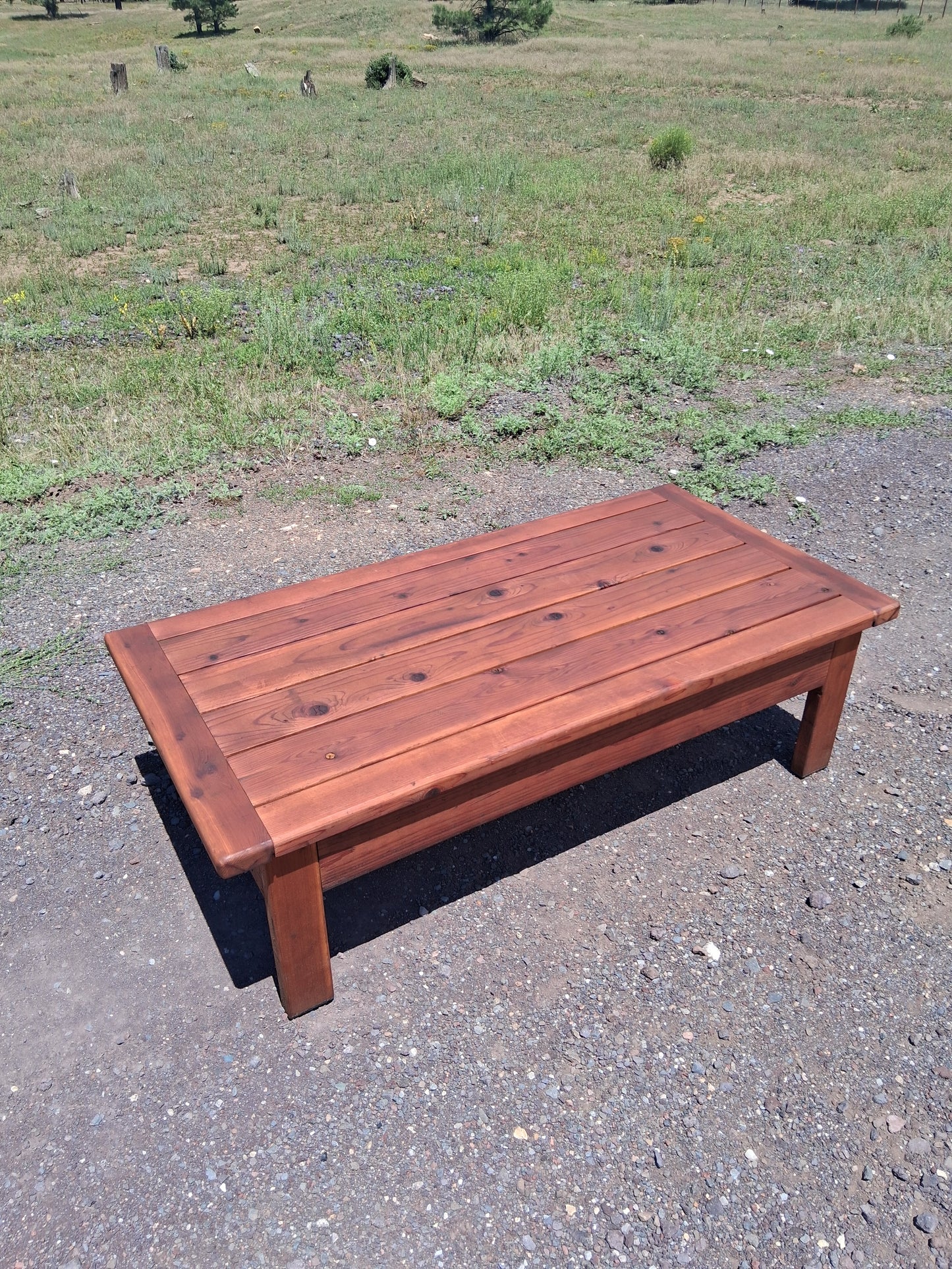 Redwood Coffee Table 30"x60"x18" Stained in Mahogany