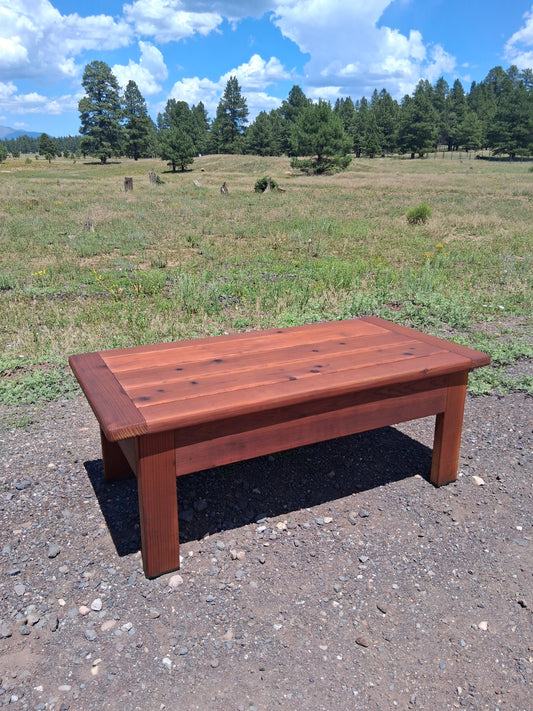 Redwood Coffee Table 24"x48"x18" Stained in Mahogany