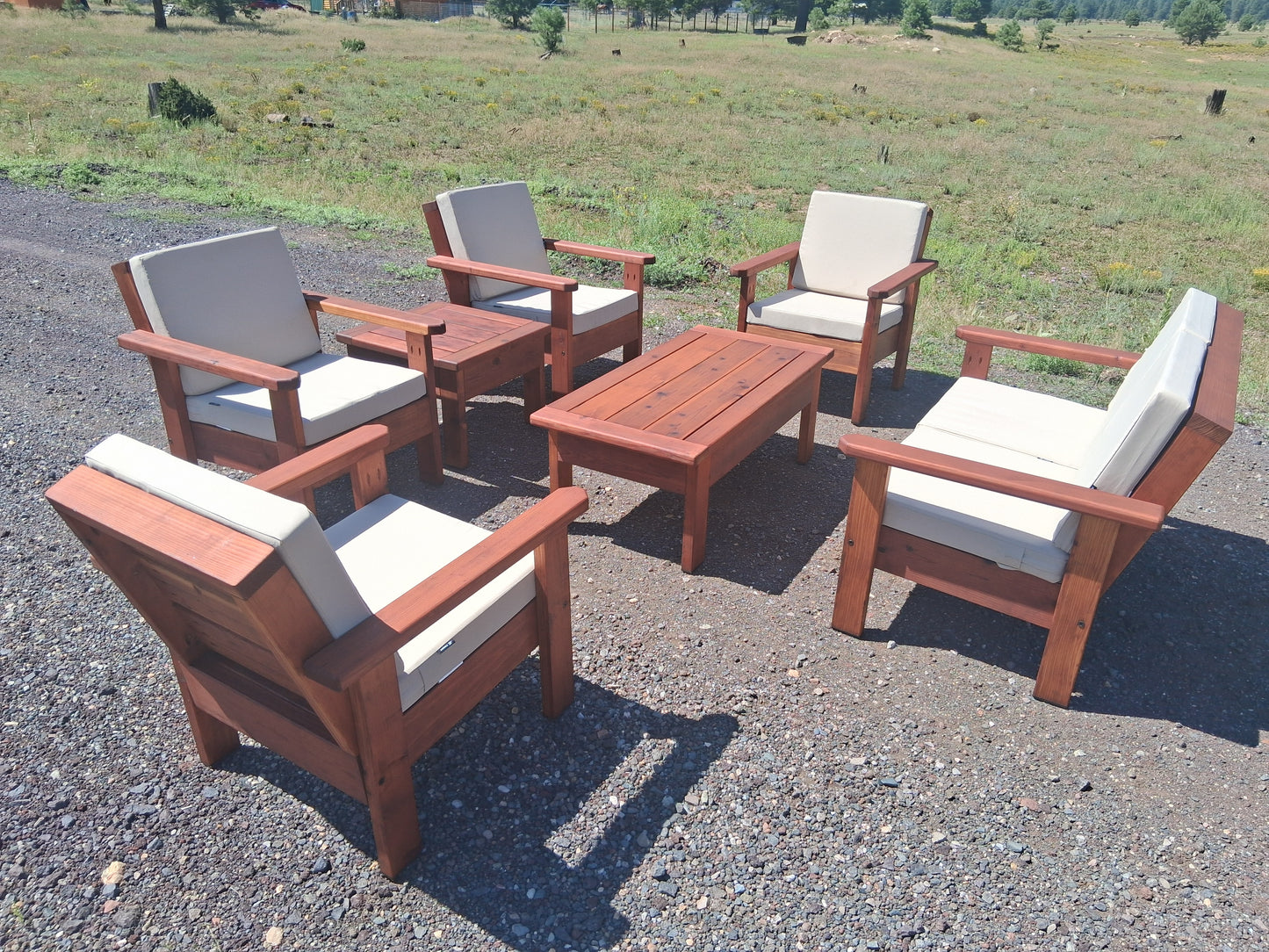 Four Chairs, Loveseat, End Table and Coffee Table Set