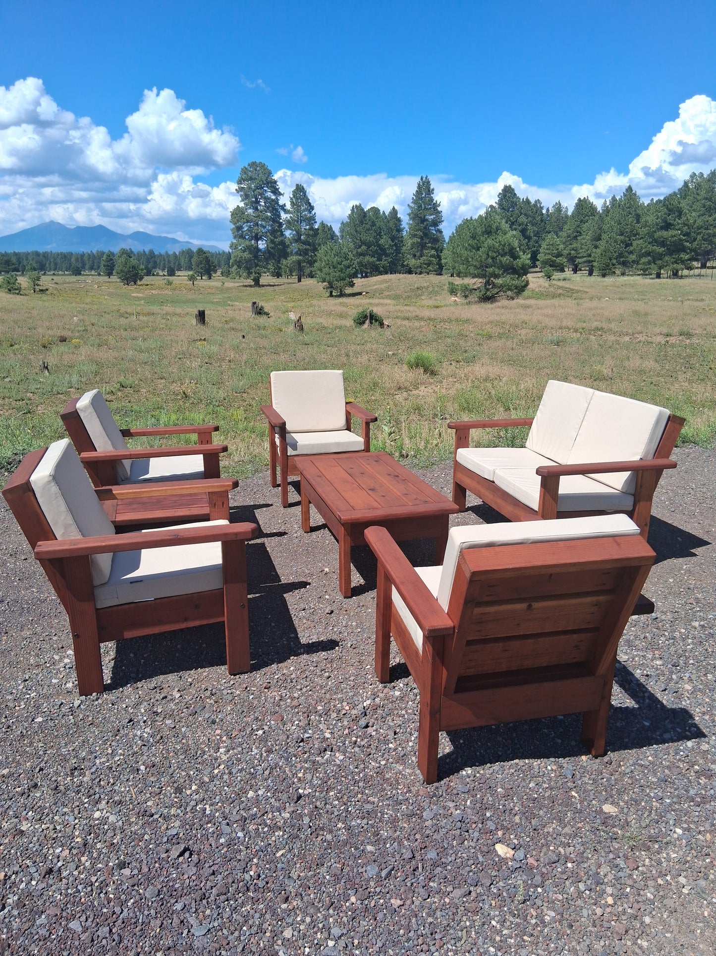 Four Chairs, Loveseat, End Table and Coffee Table Set